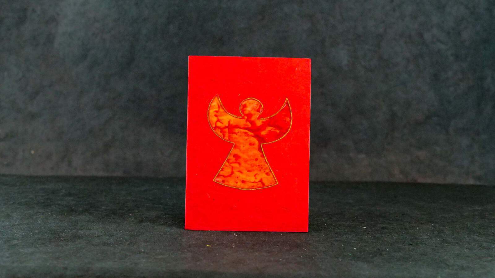 Briefkarte Batik 'Engel' Rot