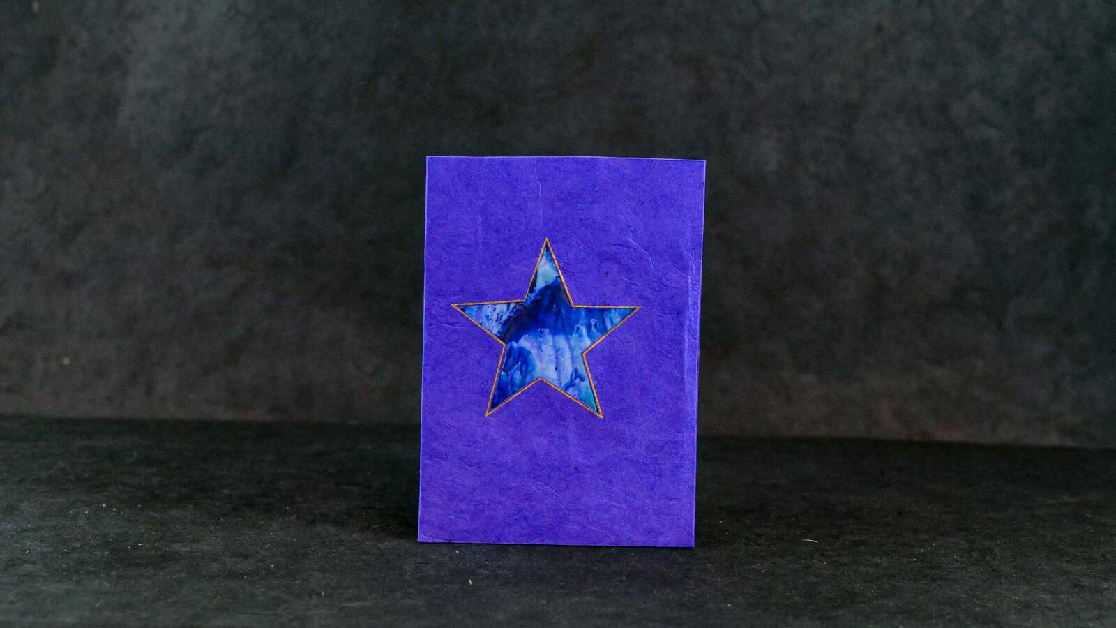 Briefkarte Batik 'Stern' Blau